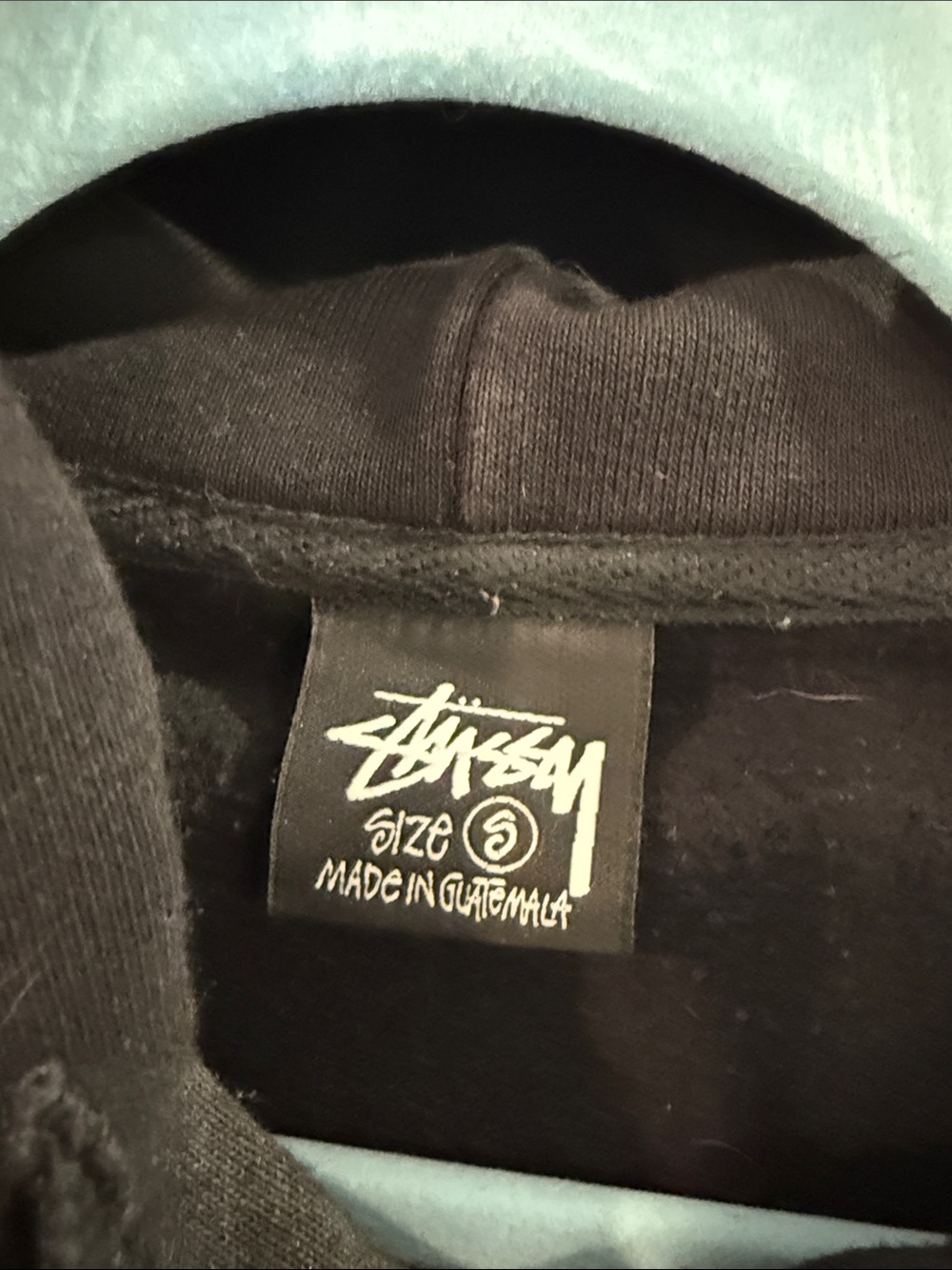 Stussy Black Hoodie with White Script Logo - Picture 2 of 3